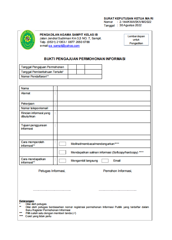 formulir pengajuan informasi